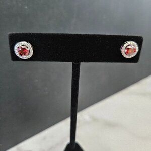 Moissanite Garnet Earrings 1.0ct Sterling Silver